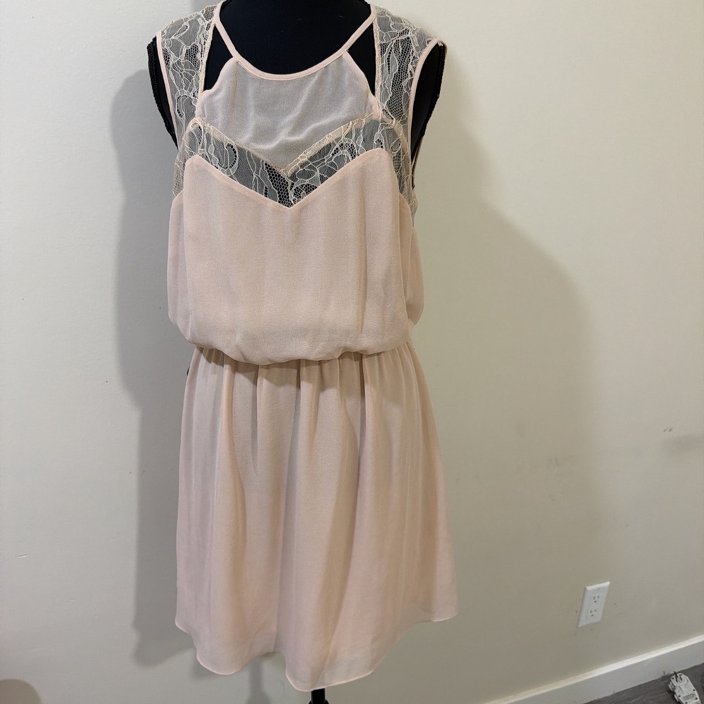 bebe Pink Lace Overlay Dress